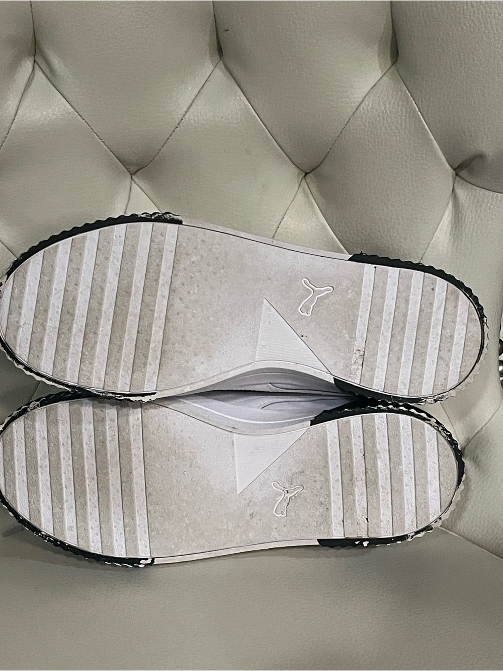 Puma White Leather Sneakers with Black Outsole and Gold Logo 6/ 39 women’s 8 - Picture 10 of 12